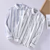 Mens Casual Striped Long Sleeve Cotton Blend Shirt Comfortable Office