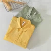 Cotton Mens Long Sleeve Army Green Casual Pocket Shirt Trendy Daily