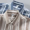 Mens Cotton Striped Long Sleeve Casual Shirt Comfortable Daily