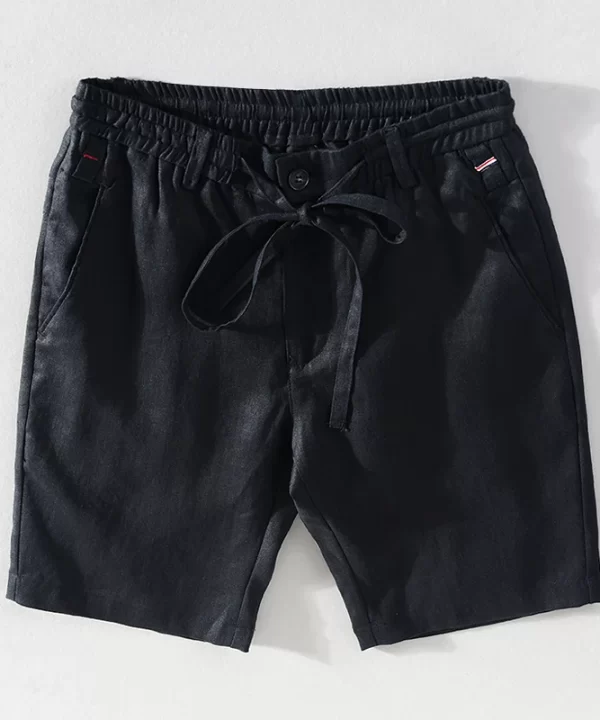 Mens Linen Knee Length Shorts Casual Loose Fit Beach Style