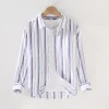 Mens Casual Striped Long Sleeve Cotton Blend Shirt Comfortable Office